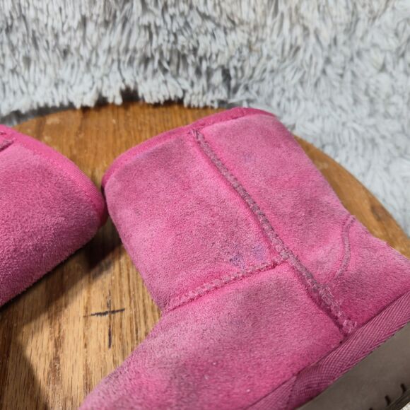 Koolaburra by Ugg Toddler Kid Sz 10 Sherpa Lined Pink Suede Winter Slip On Boots - Picture 10 of 11